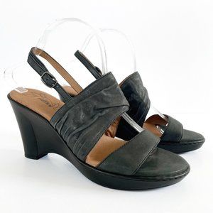 Umberto Raffini Walking Company Wedge Sandals Women's EU 40/US 9 Black Leather